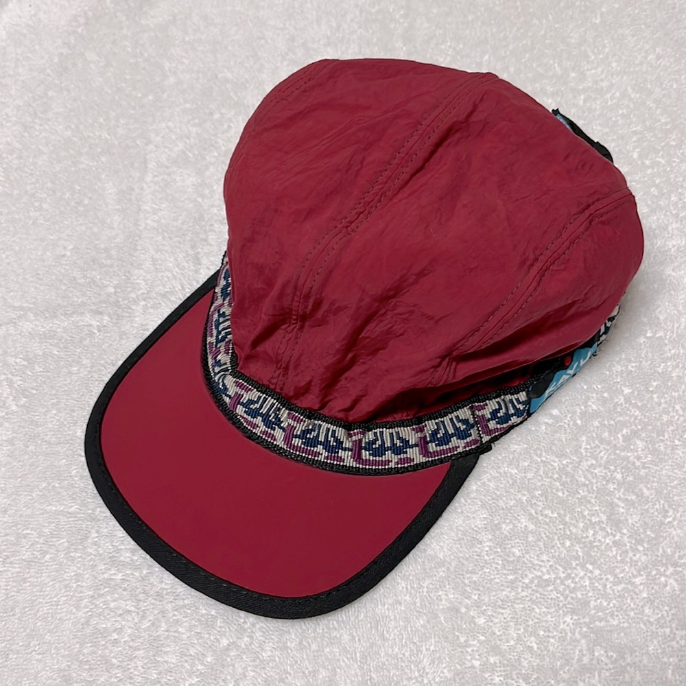KAVU Strapvisor Cap Hat Cycling Beach Running Hiking Red Adjustable Vintage EXC